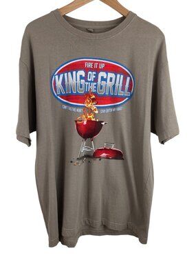 Newport Blue King of the Grill Mens Size Large Tan Short Sleeve T-shirt